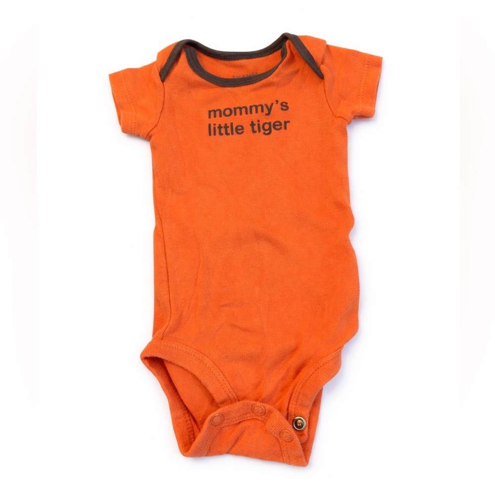 Carter's Orange Short-Sleeve 'mommy's little tiger' Bodysuit with Dark Trim